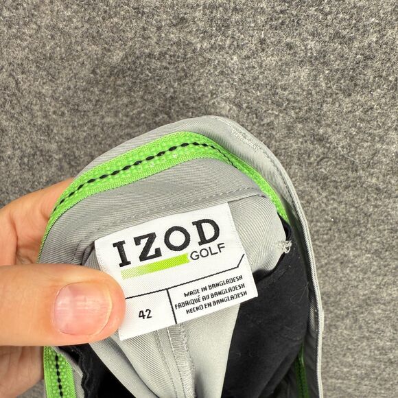 Izod Shorts Men 42 Gray High Rise Pleated Bermuda Pockets Regular Fit Comfort - Picture 6 of 8